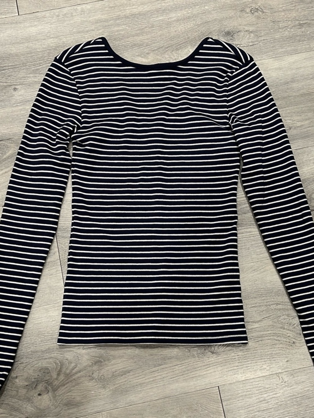 RW&CO. Navy and White Striped Long Sleeve Top